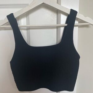 Babaton Black Ribbed Crop Top